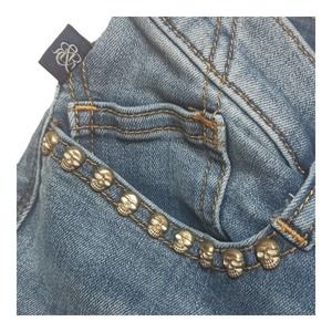 Rock & Republic Women's Size 4 Low Rise Skull Metal Rock Punk Denim Blue Jeans